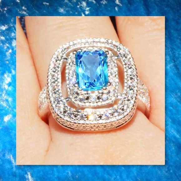 JUST IN🆕 925 Silver Blue & White Sapphire Ring - Picture 2 of 4